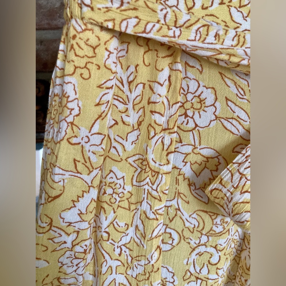 Billabong Capri Skies Yellow Floral Tie-Waist Split Tulip Leg Pants Boho Beach - Picture 10 of 16